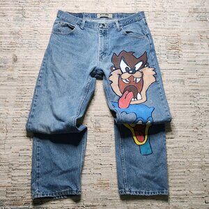 Wrangler Jeans, Customized, Tasmanian Devil Road Runner, Size 35W 30L